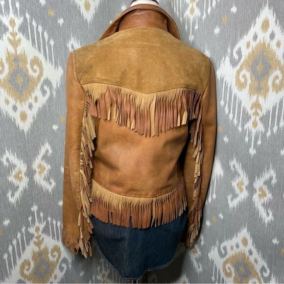 Polo Ralph Lauren 2014 Southwest Fringed Cognac Leather Jacket - Picture 8 of 16